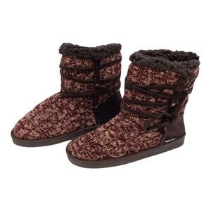 MUK LUKS Camila Gold Thread Accent Ankle Boots Women's size 10 Brown & Burgundy